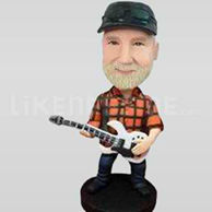 Male guitar plaid Bobble Head Doll-11087