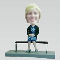 Custom Grandmother sitting on a bench bobbleheads