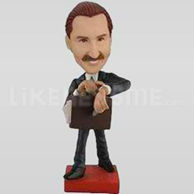 Bobble Head Doll Man in suit Briefcase, Late-11617