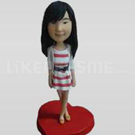 Custom Bobblehead Girl Stripe Shirt-11632
