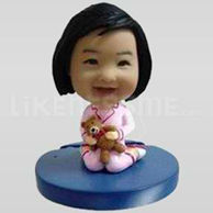 Custom Bobblehead Little Girl Teddy Bear-11638