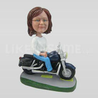 Personalized custom female bobbleheads with Motorcycle