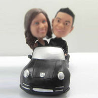 Personalized custom lovers  bobbleheads  in car