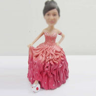 Personalized custom pink dress bobbleheads