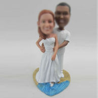 Personalized custom beach wedding cake bobbleheads