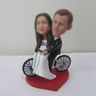 Personalized custom bike wedding cake bobbleheads