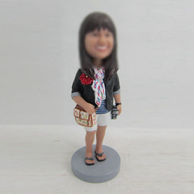 Personalized custom female with bag bobbleheads