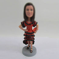 Personalized custom red dress bobble heads