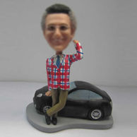 Personalized custom male with black car bobbleheads