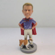 Personalized custom superman with dog bobbleheads