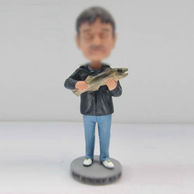 Personalized custom Dad with fish bobbleheads