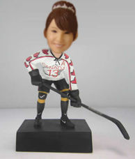 Personalized custom female Hockey bobbleheads