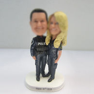 Personalized custom police couple wedding cake bobbleheads