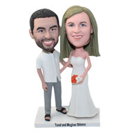 Custom personalized couple bobbleheads wedding cake topper