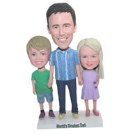 Custom made children and father bobbleheads family bobbleheads