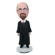 Personalized custom male judge in a long robe bobbleheads
