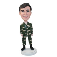 Personalized cutom soldier in battle fatigues bobbleheads