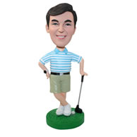 Personalized custom golfer in leisure clothes bobbleheads