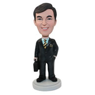 Personalized custom businessman with a suitcase bobbleheads
