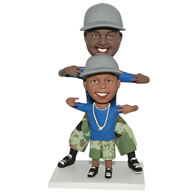 Custom daddy and son are wearing same clothes  bobble head