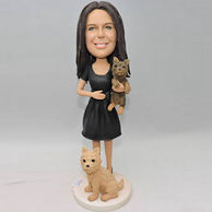 Custom bobbleheads for her who is a pets lover