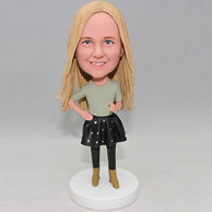 Personalized bobbleheads for wife in black dress