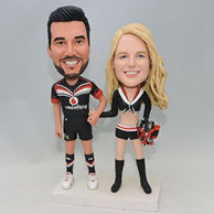 Wedding cake topper bobbleheads for them who like sports