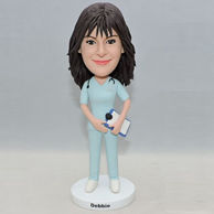 Custom bobbleheads gifts for sister who is a nurse in blue uniform