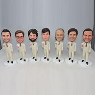 Best groomsmen group bobbleheads with tan suit