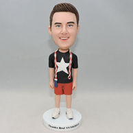 Personlized young boy bobblehead with jump rope on the neck