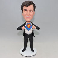 Custom funny bobblehead with black suit and white shirt