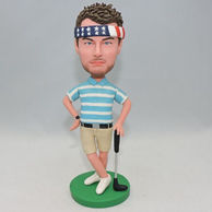 Custom golf player bobblehad with Stars and Stripes headcloth