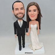 Custom sweet wedding bobblehead with black suit and grey tie for wedding gift