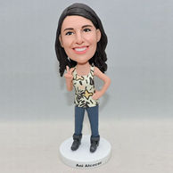 Personalized girl bobblehead with sleeveless sweater
