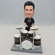 Personalized young boy musician bobblehead with drum