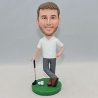 Normal standing golf player bobblehead with gray pants