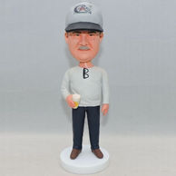 Custom man bobblehead hold one cup of drinks with Big belly
