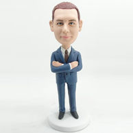 Personalized boss bobblehead with blue suit