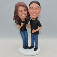 Personalized sweet couple bobblehead with couples clothing
