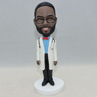 Custom doctor bobblehead with a stethoscope around neck