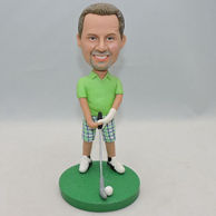 Personalized playing golf men bobblehead