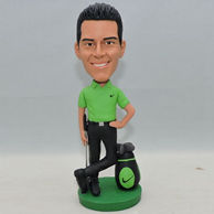 Custom golf player bobblehead with green shirt