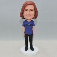 Normal standing bobblehead in blue shirt and black pants