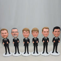 Set of 6 Handsome groomsmen bobbleheads with thumbs up