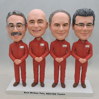 Personalized four men bobbleheads with red uniform same postures