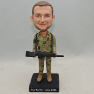 Custom Bobbleheads Dress In Camouflage caot And Carring the Gun