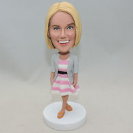 Fashion lady bobblehead with pink dress