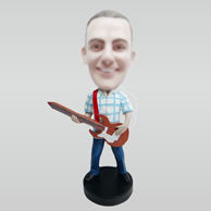 Personalized custom man and guitar bobble head