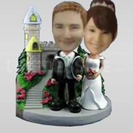 Classic Castle Theme Newlywed Couple Bobbleheads-10726
