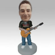 Personalized custom man and guitar bobblehead doll